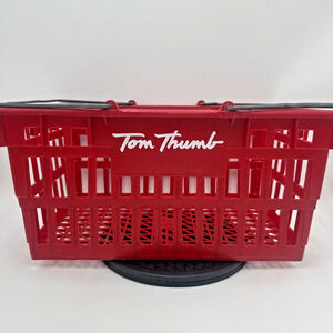 Vintage Tom Thumb Stores Red Shopping Basket Metal Handles